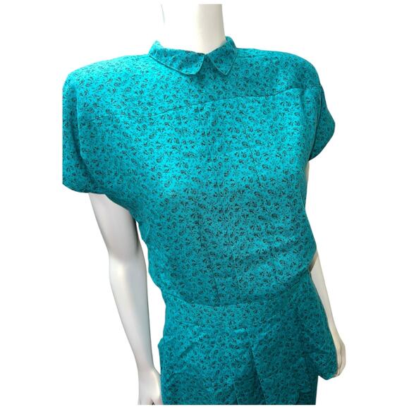 Fabrizio 90s Green Floral Peplum Pencil Dress Size 10 Vintage Occasion wear - Picture 9 of 10